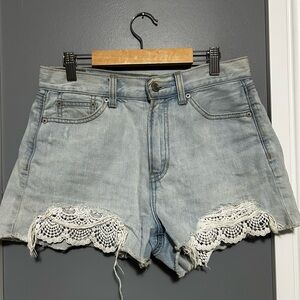 American Eagle Outfitters Light Blue Jean Shorts with Lace